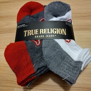 True Religion Boys 10 Pack Half Cushion Quarters Socks shoe size 3-8.5 NWT